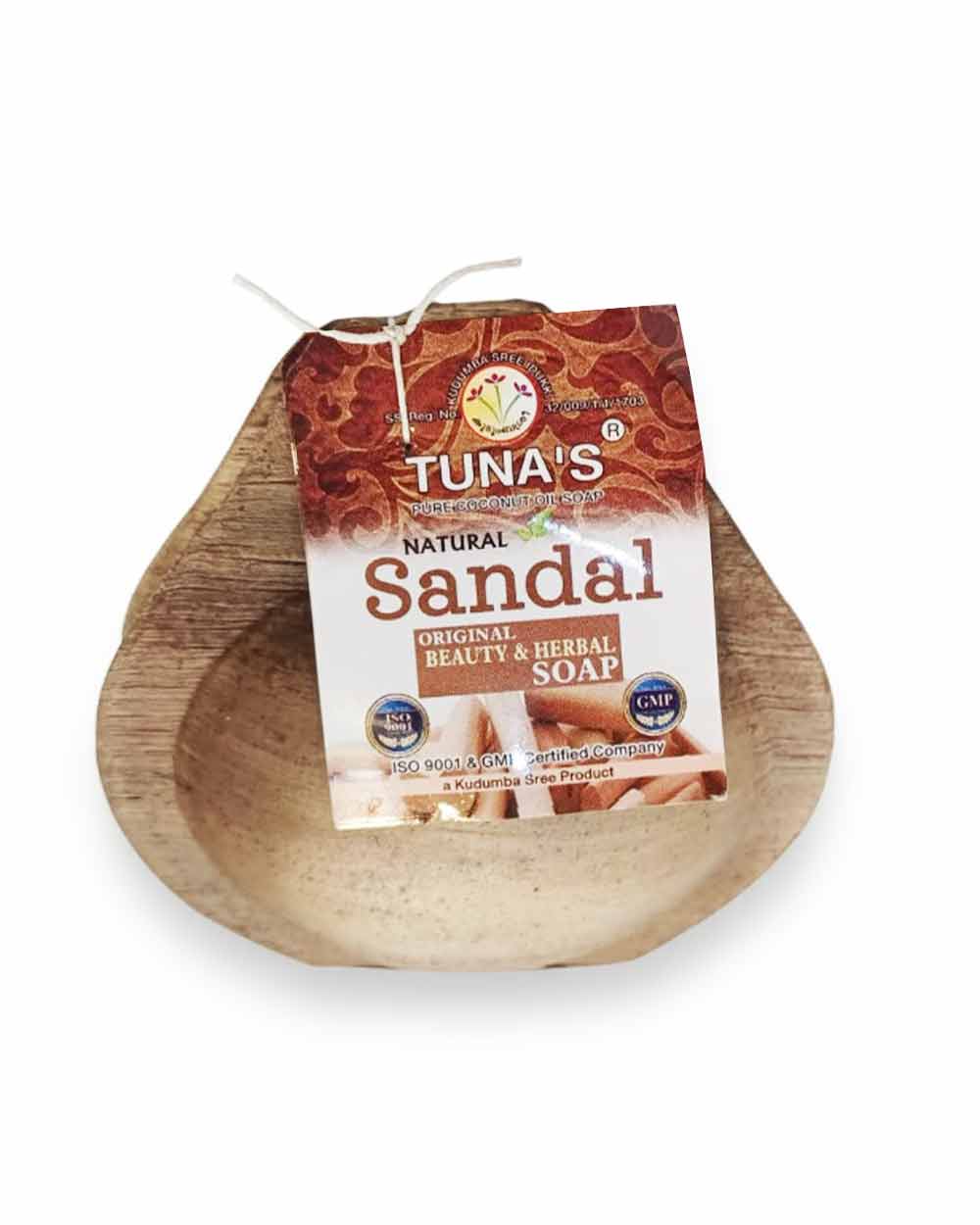 Natural-Sandal-Beauty-and-Herbal-Soap-Pure-Coconut-Oil-Soap Herbal Sandal Soap - 100g - Image 1