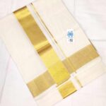 Kuthampully Double Mundu - Golden Broader Line