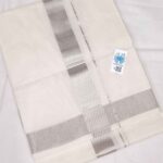 Kuthampully Double Mundu - Silver Medium Line