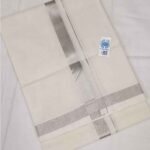 Kuthampully Double Mundu - Silver Fine Line
