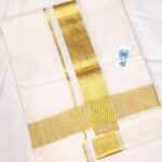 Kuthampully Double Mundu - Golden Lines Zari