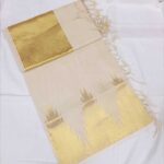 Kuthampully Saree - Kasavu with Temple Border