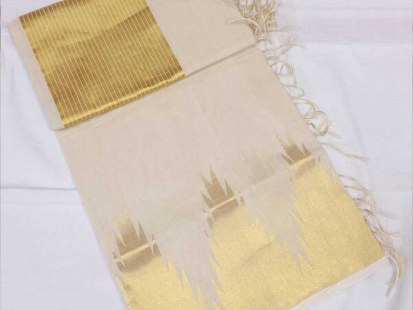 Kuthampully Saree - Kasavu with Temple Border