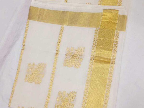 Kuthampully Saree -Kasavu Saree with Peacock Design