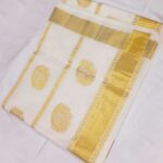 Kuthampully Saree - Kasavu Saree with Flower Design