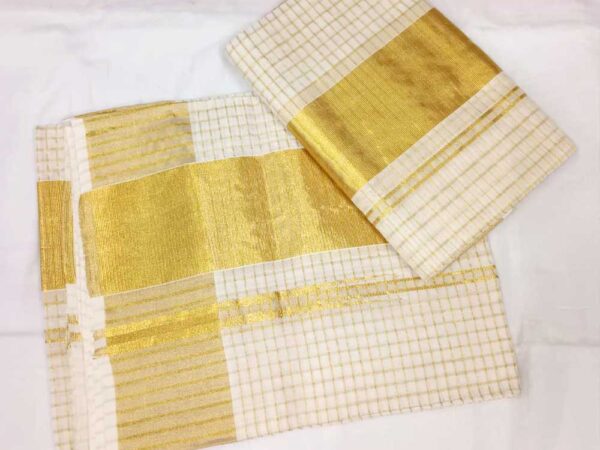 Kuthampully Kasavu checkered Set Mundu