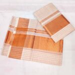 Kuthampully Rosegold checkered Set Mundu