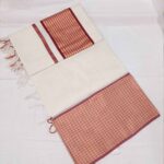 Kuthampully Saree - Saree with Rosegold & Brown Lines