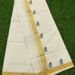 Krishna Mural Design - Cotton Double Mundu
