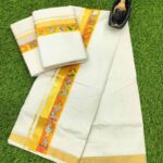 Radha & Krishna Mural design - Cotton Double Mundu